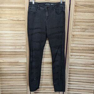 INC Jeans Skinny Leg Reg Fit Black Embellished  Size 4